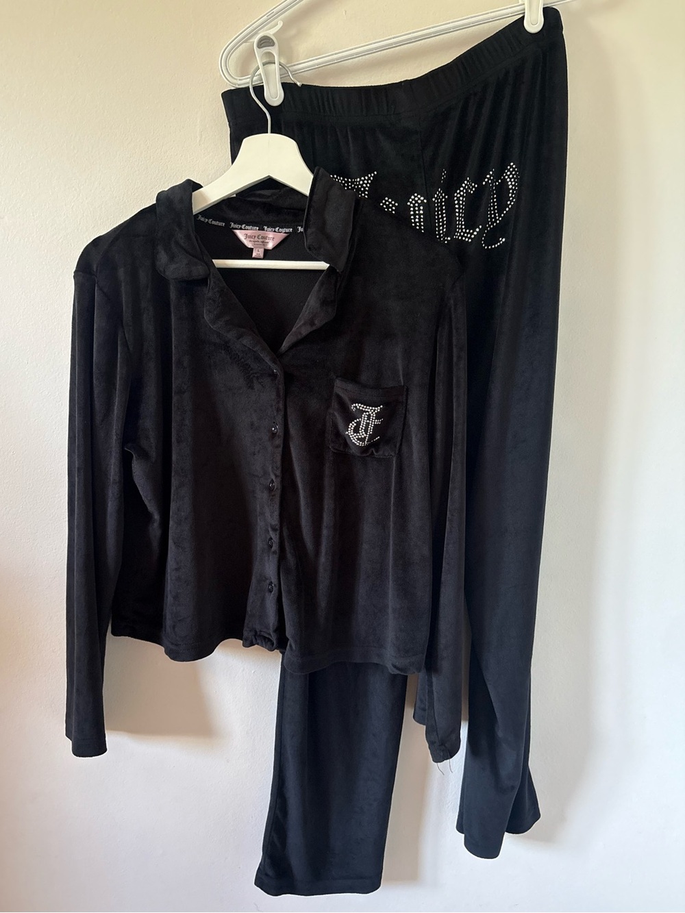 Juicy Couture black velour set L